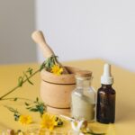 Wooden Mortar and Pestle Used in Extracting Medicinal Flowers